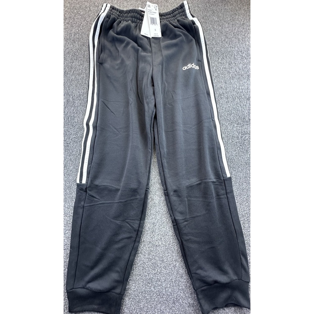 Adidas‎ Pants Mens Small Black Elastic Waist White Striped Logo Athleisure New
